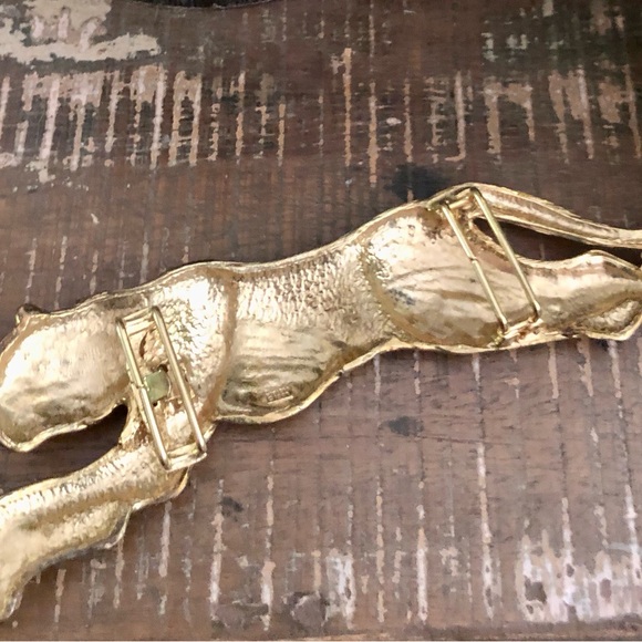 Rare Vintage Mimi Di N Mini Din Black Enamel Jaguar Lion Belt Buckle 8" - Picture 3 of 8